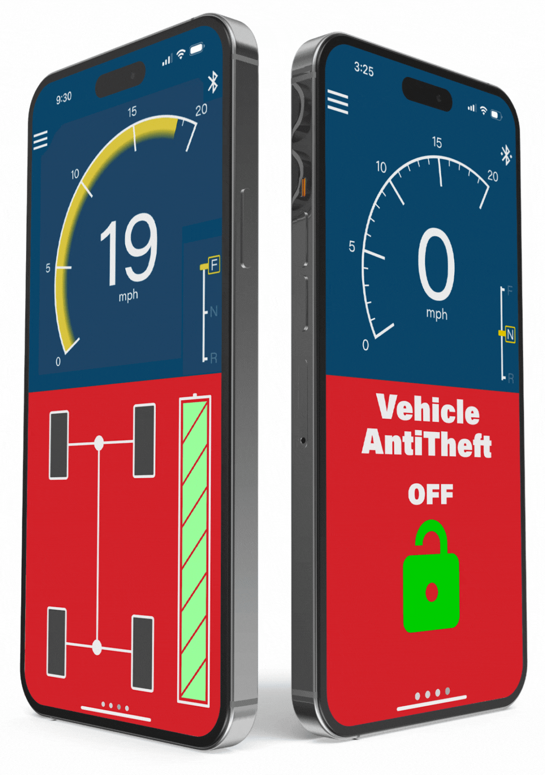 Honor app screens displaying vehicle data and the vehicle lock control